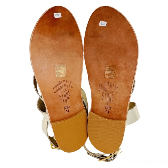 Charlotte Stone Timo White Gold Metallic Sandals Leather Women’s 11 - Picture 8 of 12